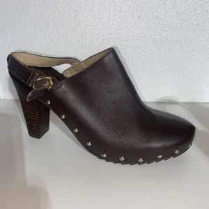 New Kenneth Cole Reaction Size 11 M LOOK AWAY Brown Leather Heels Womens Shoes